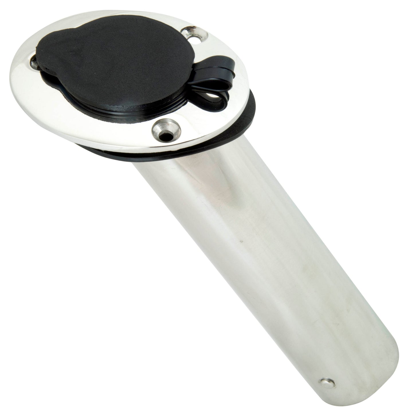 Rod Holder Oval Stainless Steel - Black Cap