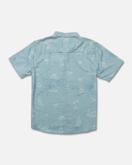 Salty Crew Flagship UV Button Up Short Sleeve Shirt - Marine