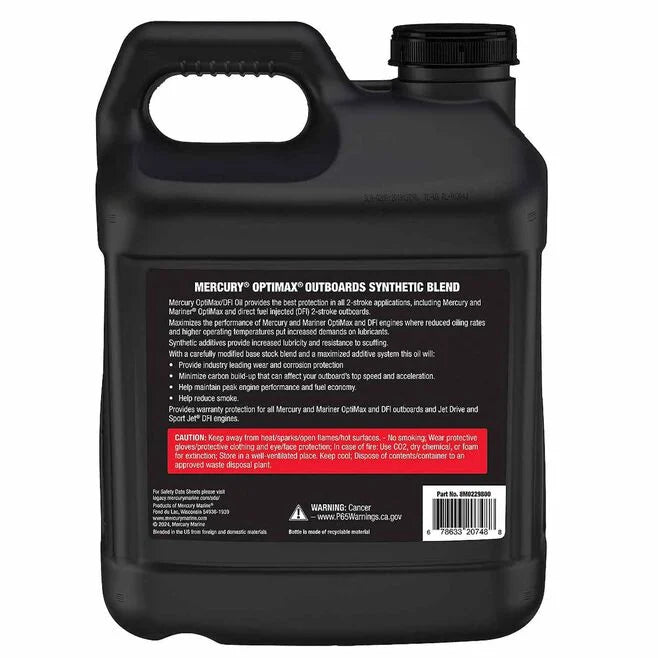 Mercury 8M0229800 Synthetic Blend Direct Injection (DI) Engine Oil for OptiMax and Other DFI 2-Stroke Outboards, 2.5 Gallons