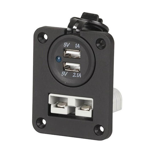Powertech Panel Mount with 2 Pole Anderson SB50 Connector and USB Socket