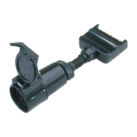Trailer Connector 7 Pin Flat Male to 7 Pin Euro Round Female Socket