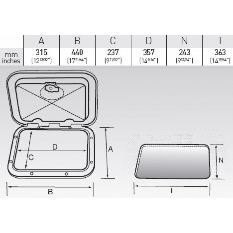Nuova Rade Small-Medium White Hatch - 440mm x 315mm