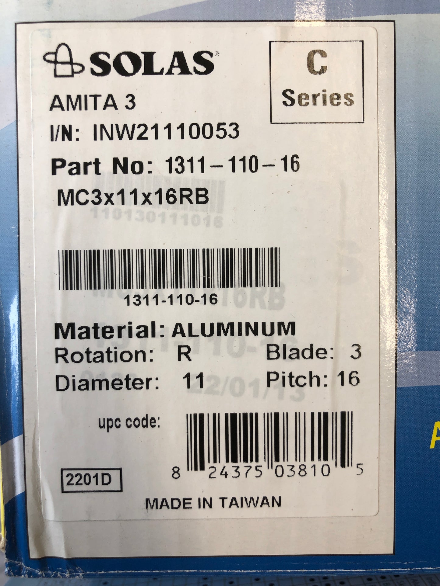 SOLAS 3 Blade Aluminium Propeller 1311-110-16