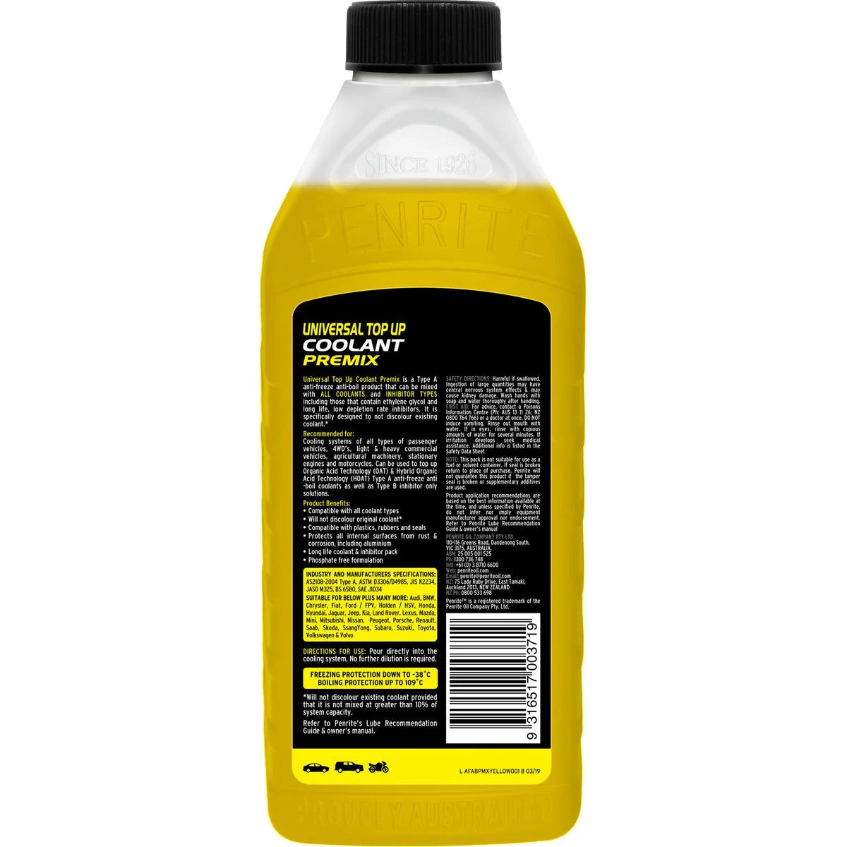 Penrite Universal Top Up Coolant Premix 1L