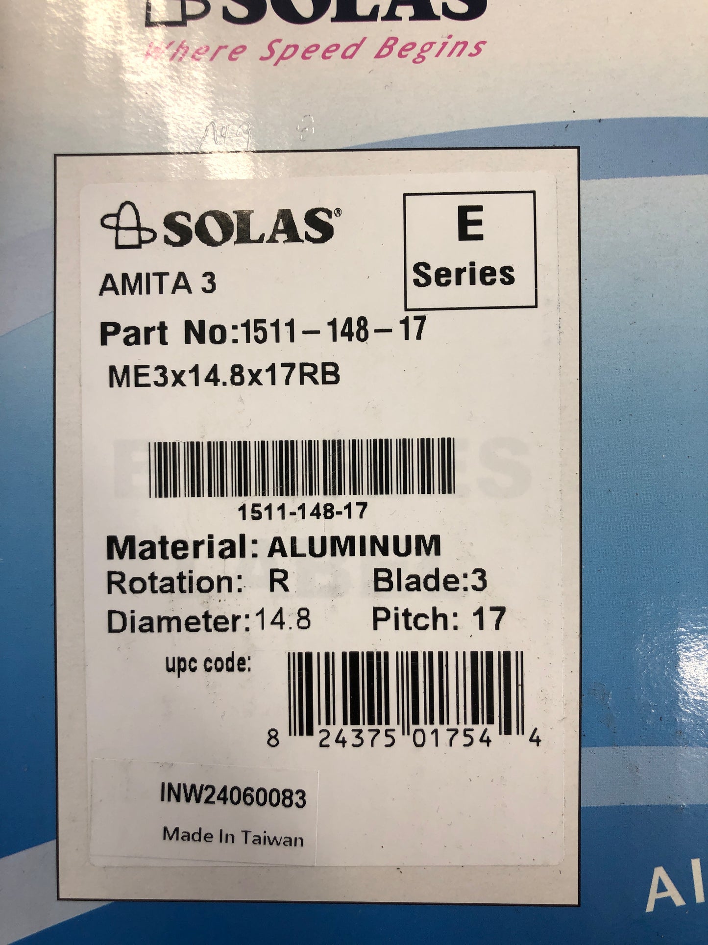 SOLAS 3 Blade Aluminium Propeller 1511-148-17