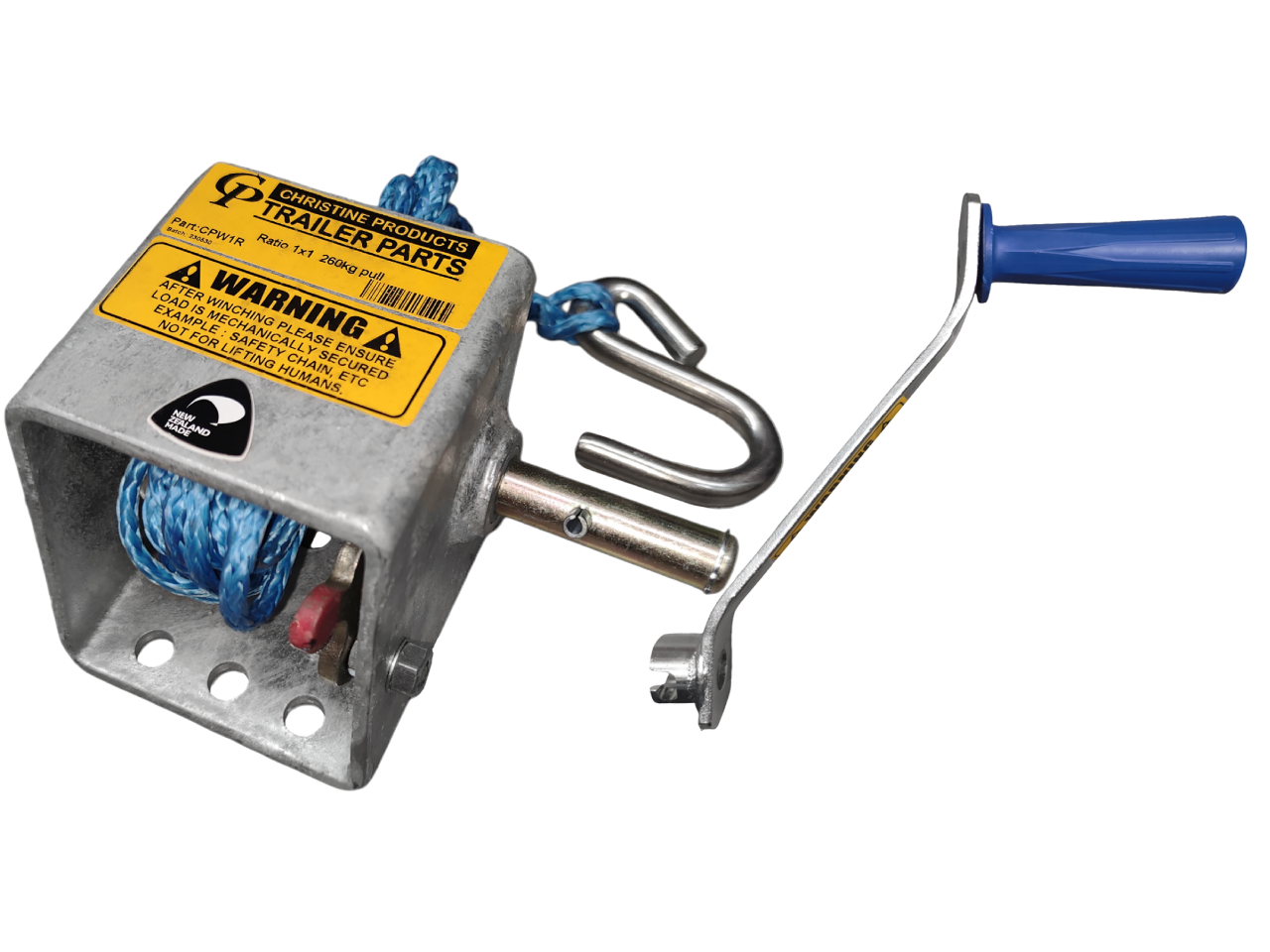 260kg Capacity Boat Trailer Winch 1:1 Ratio with Rope