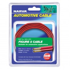 Narva Figure 8 10A 3mm Twin Core FIG 8 Cable (10M) Red with Black Tracer