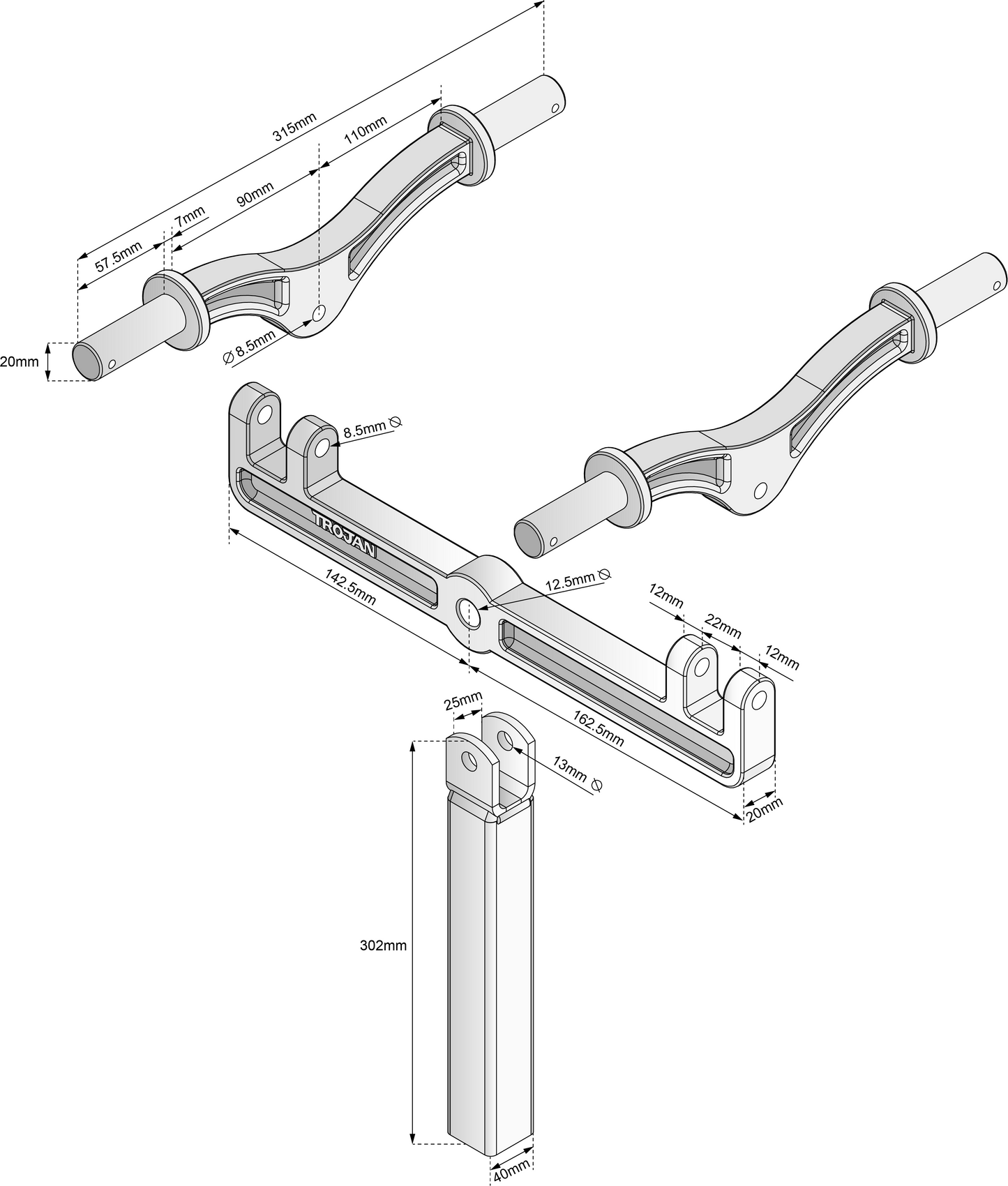Wobble Roller Bracket Assembly - Quad