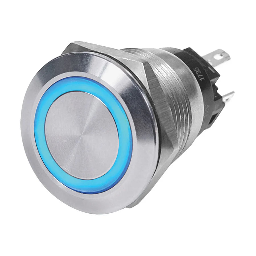 Stainless Push Button Switch Blue 114246