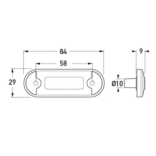 Hella Flush Mount Front Position/End Outline with 2.5m Cable