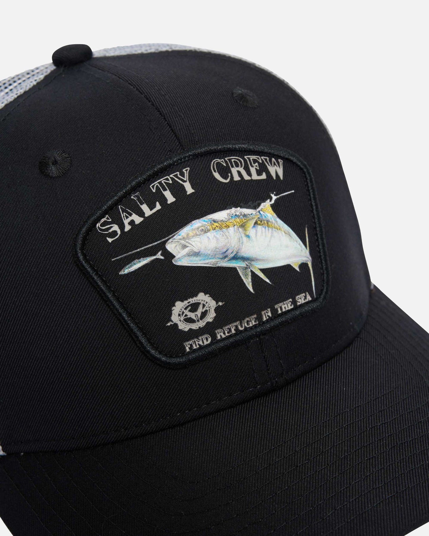 Salty Crew Surface Retro Trucker Cap in Black/Bone