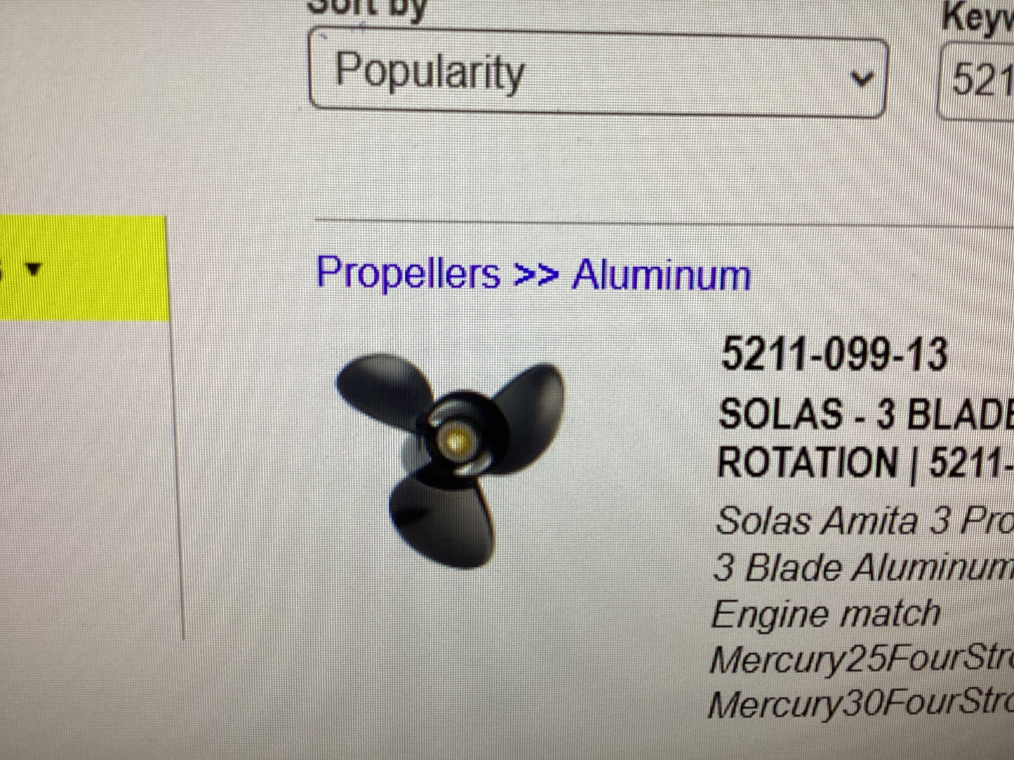 SOLAS - 3 Blade Aluminium Propeller 5211-099-13