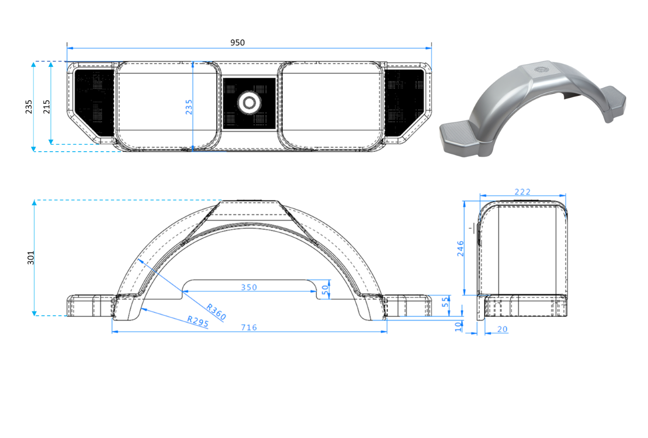 Trojan Mudguards Single Axle Grey Plastic