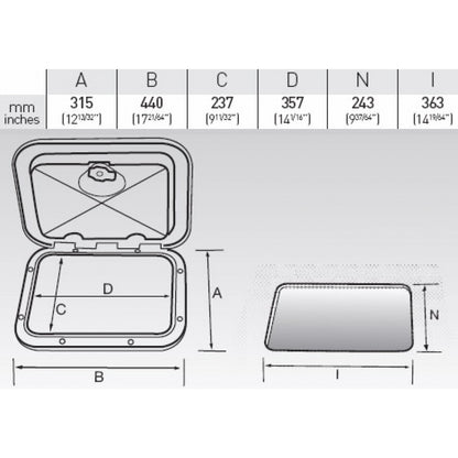 Nuova Rade Small-Medium White Hatch - 440mm x 315mm