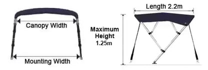 OceanSouth - 4 Bow Classic Bimini Top Aluminium