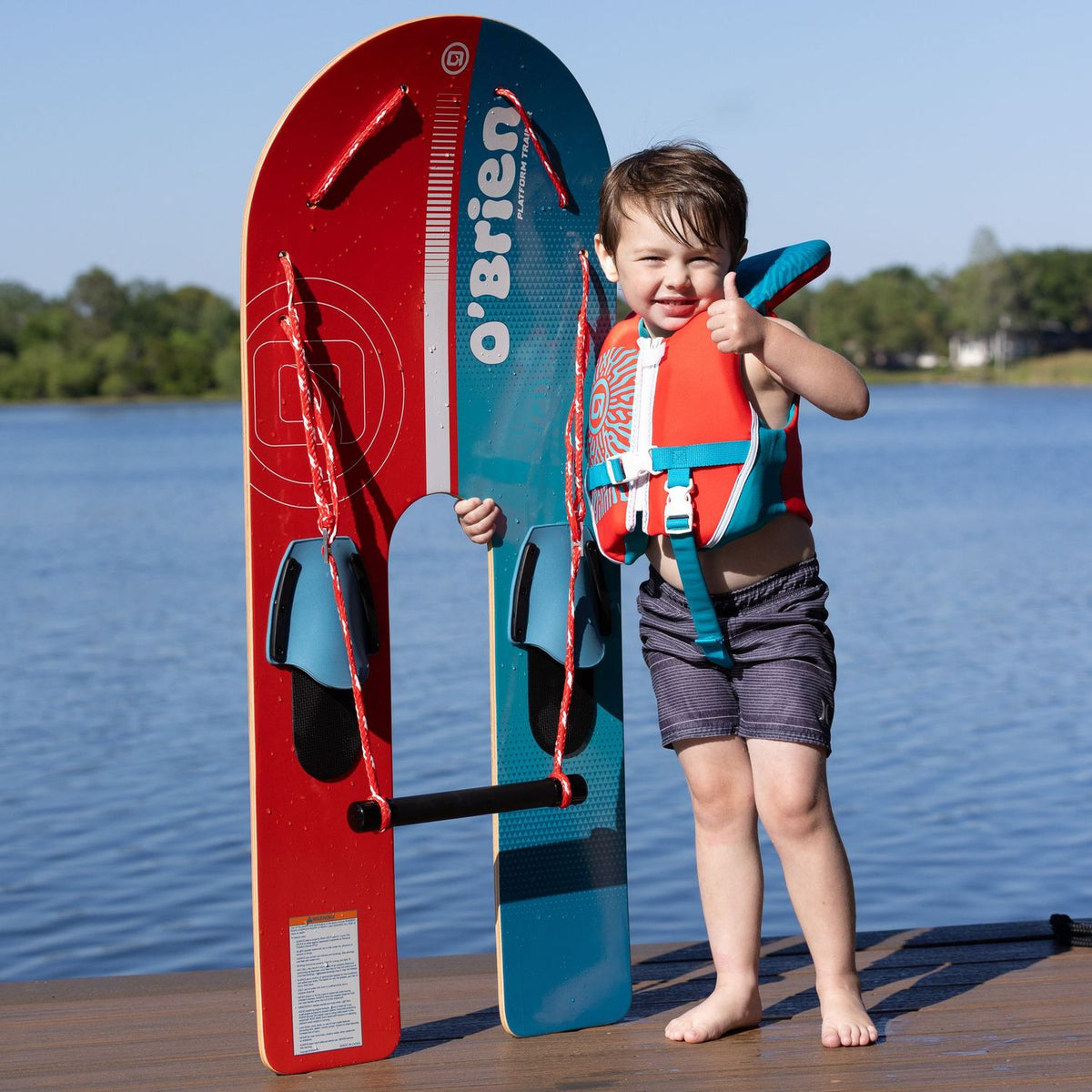 O'Brien Platform Trainer Waterski 46" Red / Blue with Rope & Handle