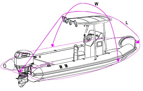 Ocean South Full Storage Cover for Ribs fitted with T-Top