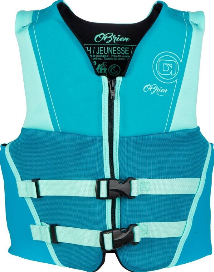 O'Brien Youth Traditional Neoprene Hinge Vest Aqua