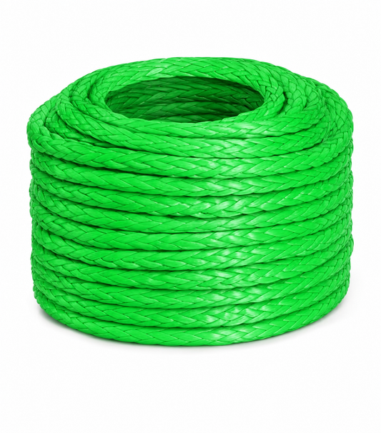 Dyneema Core Single Braid Winch Rope PU Green 10mm - Price per Metre