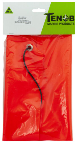 Outboard Motor Flag, Fluro Orange - 400 x 300mm with Bungee Loop
