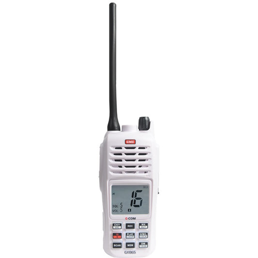GME GX625 5/1 Watt Handheld VHF Marine Radio - White