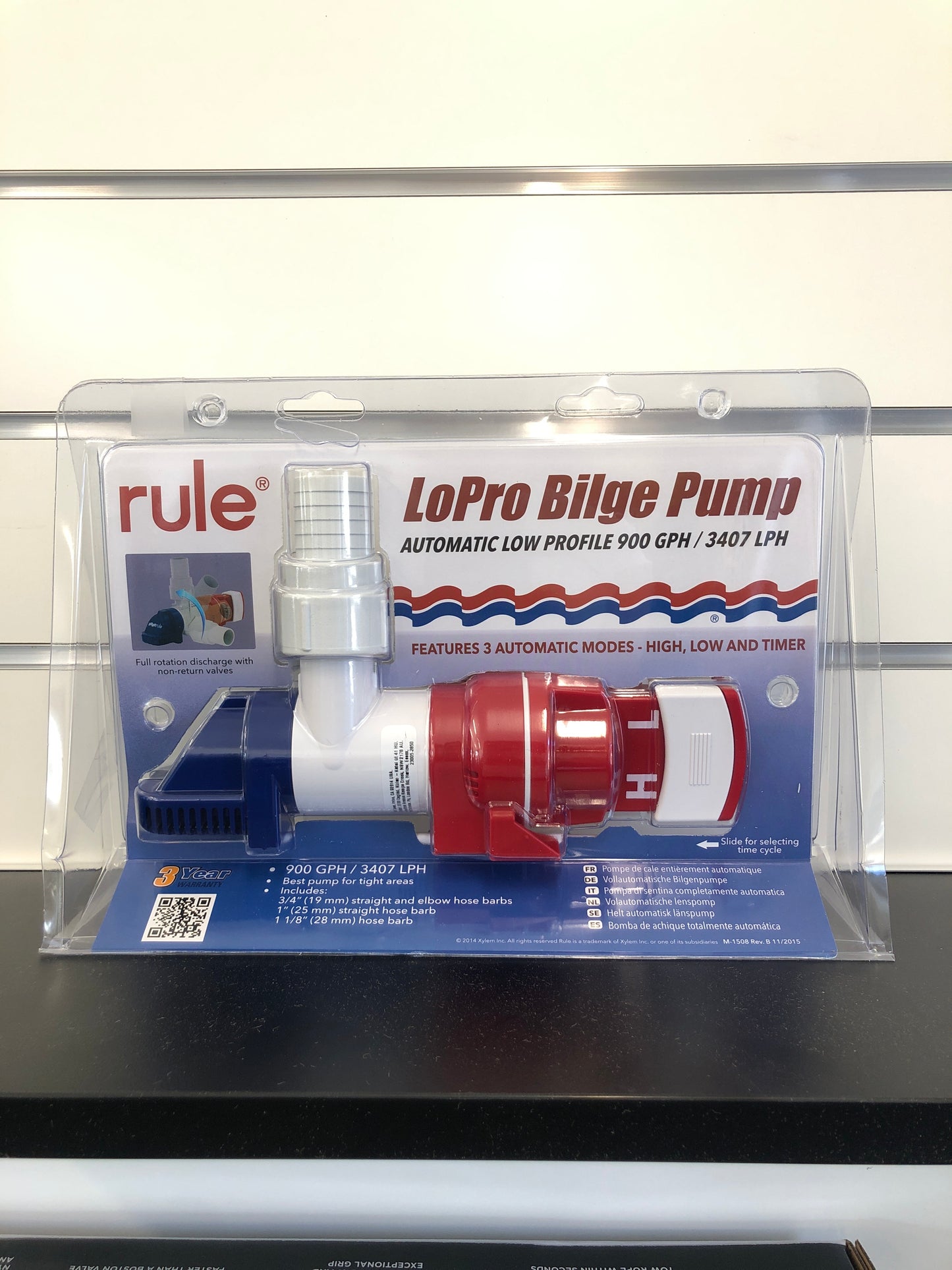 Rule 900GPH Auto Pump 12V Low Profile