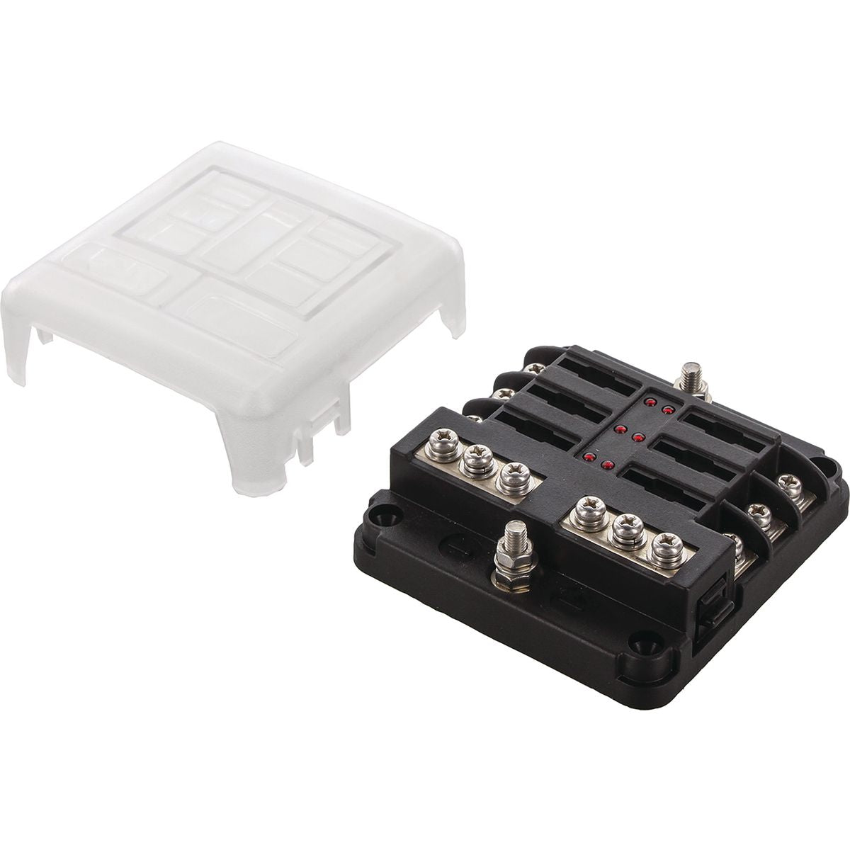 OEX Standard Blade 6 Way Fuse Box 150A at 12V, Negative Busbar