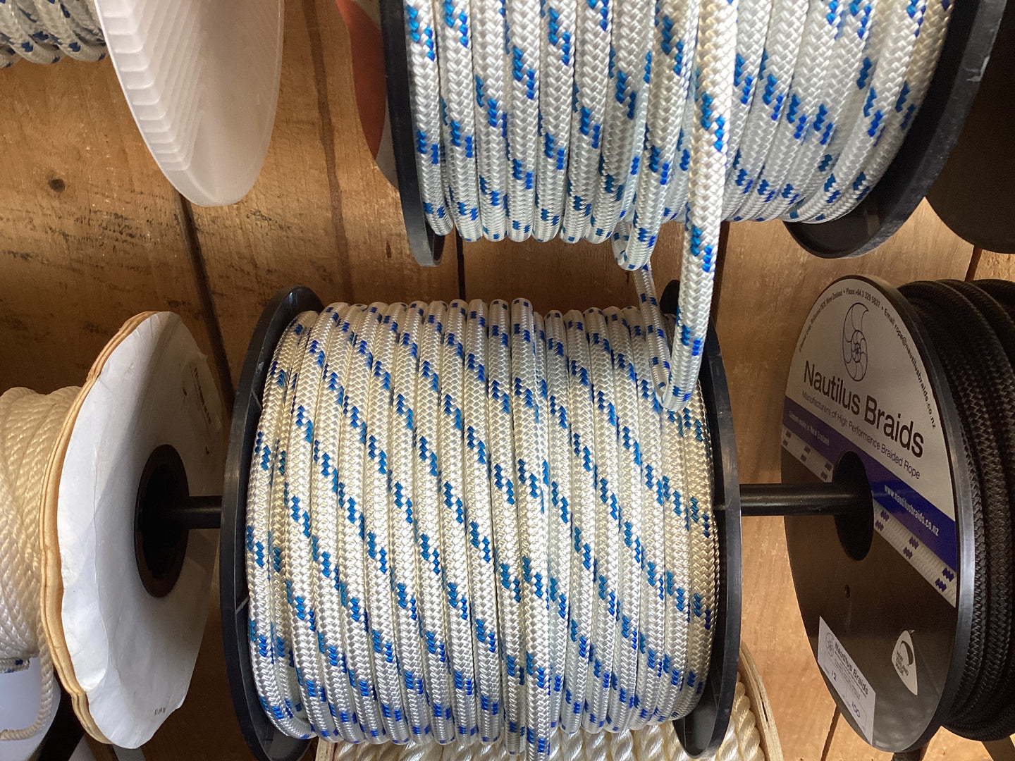 10mm Double Braid - White w/ Blue Fleck