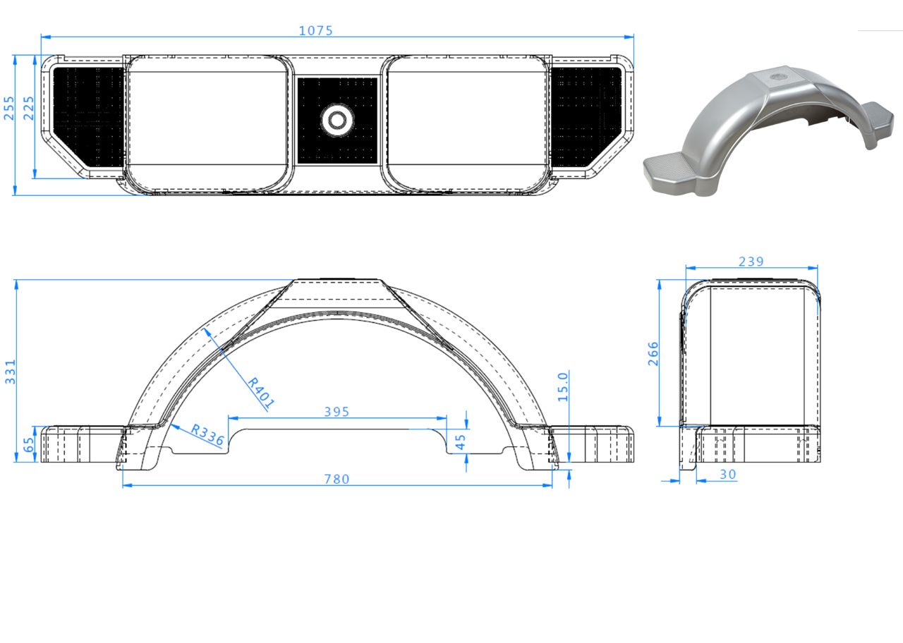 Trojan Mudguards Single Axle Grey Plastic