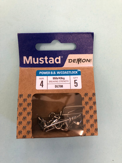 Mustad Demon Ball Bearing Game Swivel with Coastlock Snap DLT08
