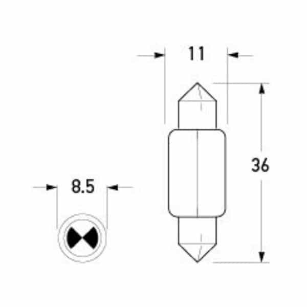 Hella Festoon Bulb 12V 5W - 11 x 36mm