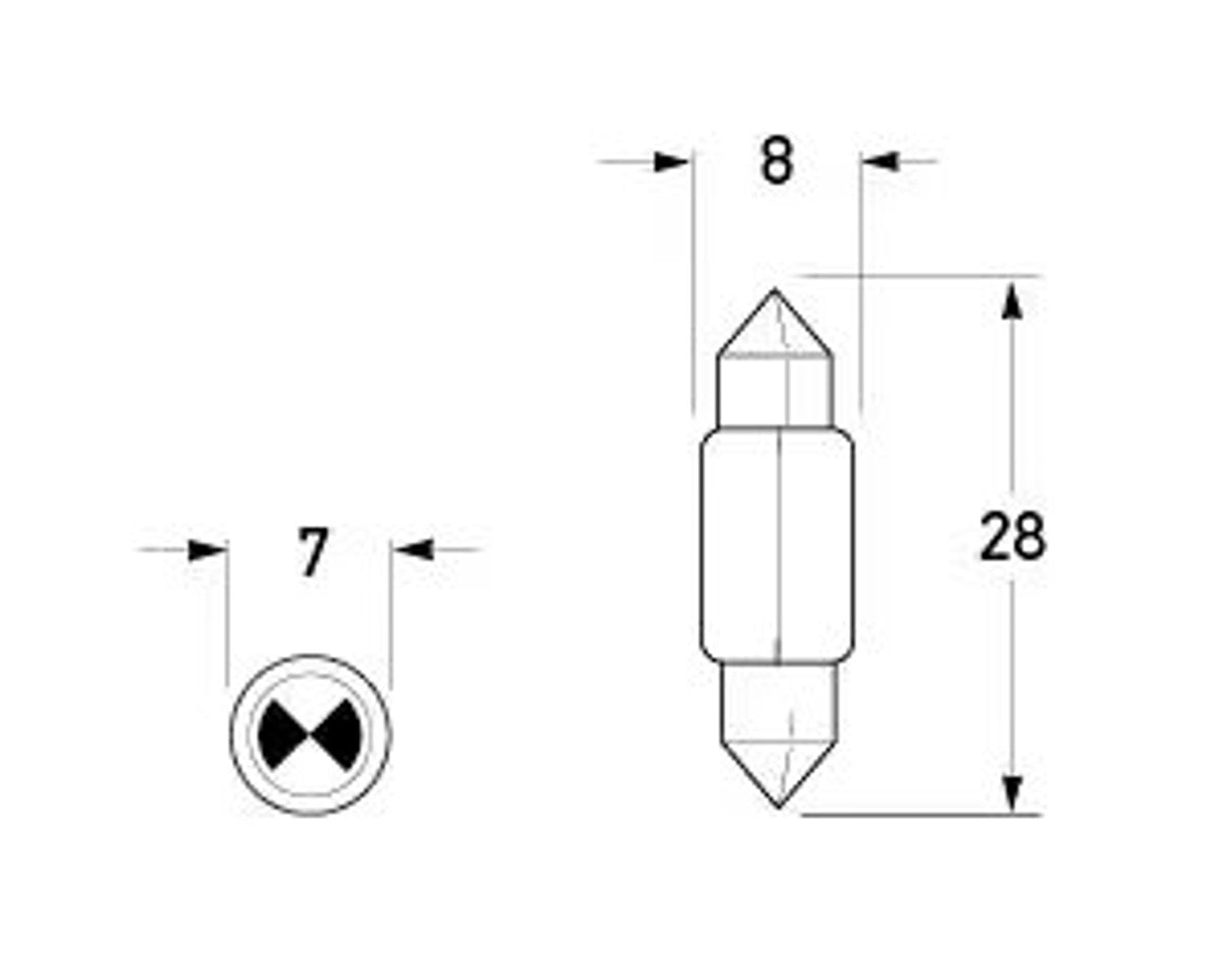 Hella Festoon Bulb 12V 3W SV7-8 - 8 x 28mm