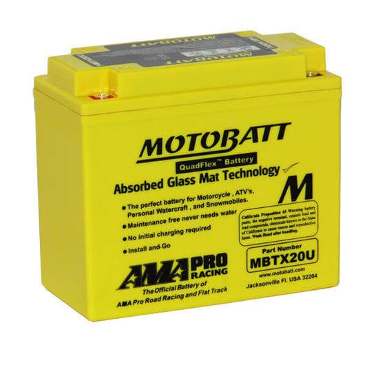 MotoBatt Quadflex Patented 4 Terminal Battery MBTX20U