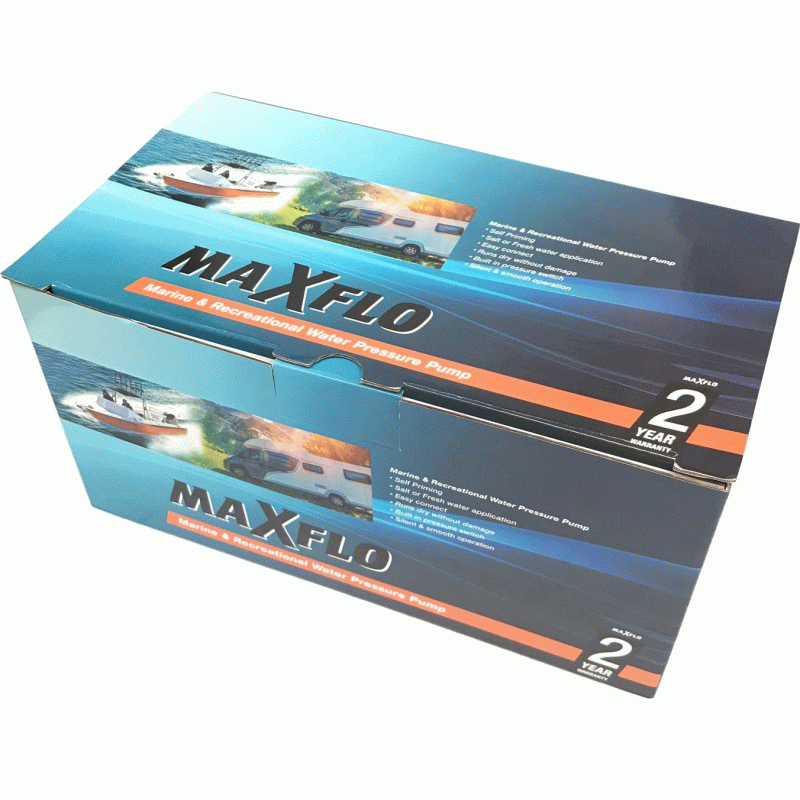 Maxflo 12V Pressure Water Pump 60 PSI 18.9 LPM, Quiet Three-Chamber Diaphragm for Boats and RVs