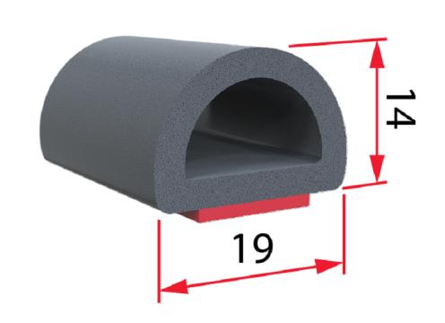 Self Adhesive EPDM Sponge Extrusion Seal 19mm x 14mm - 1m lengths