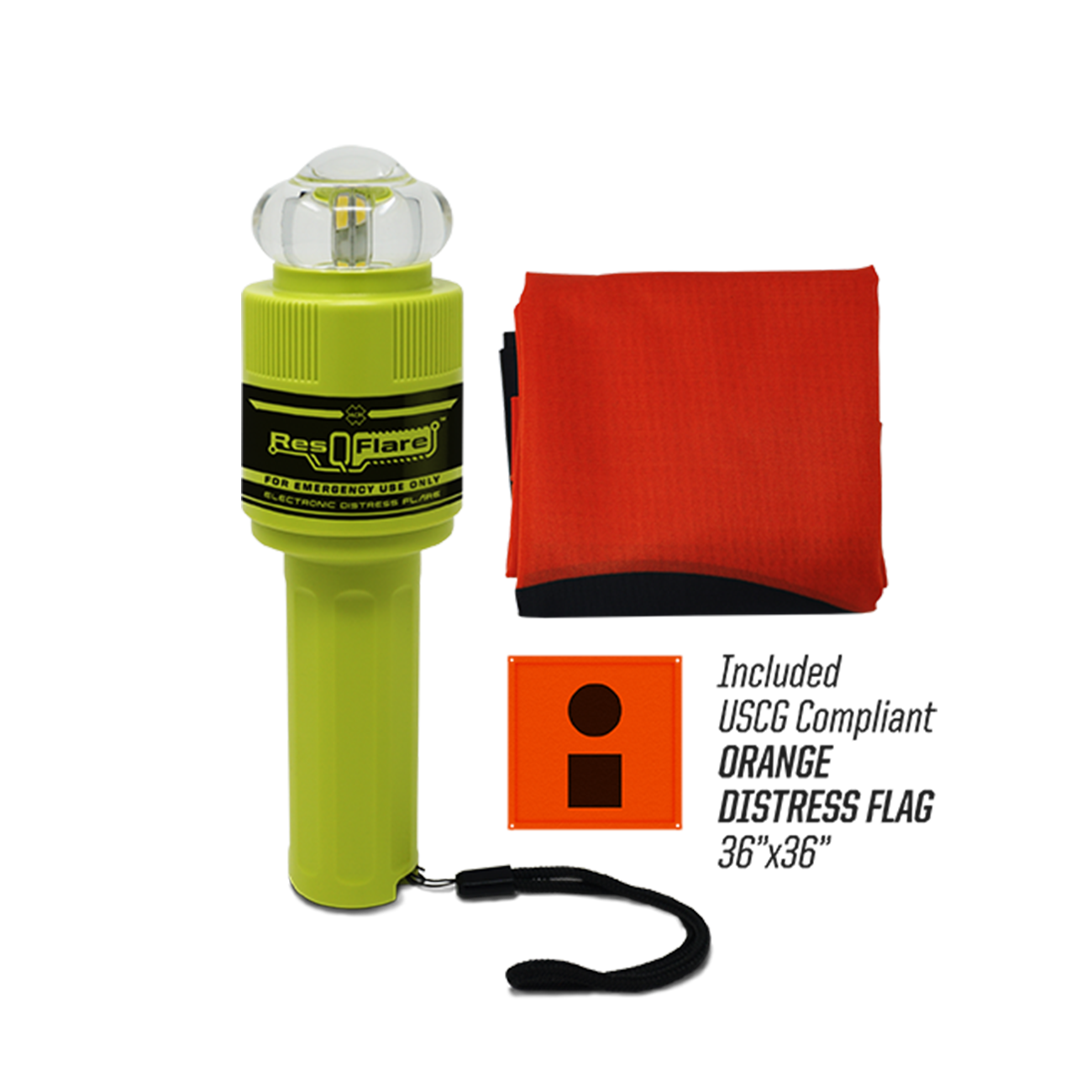 ResQFlare Electronic LED Emergency Boat Flare with Daytime Distress Flag