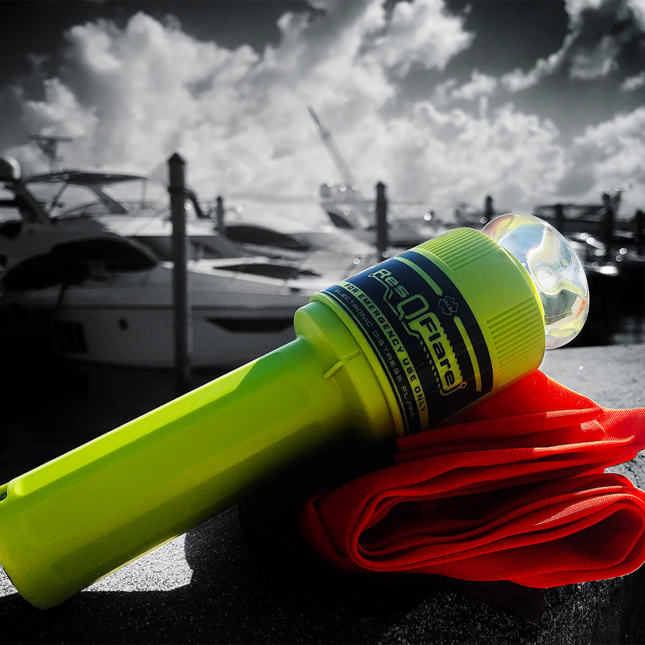 ResQFlare Electronic LED Emergency Boat Flare with Daytime Distress Flag
