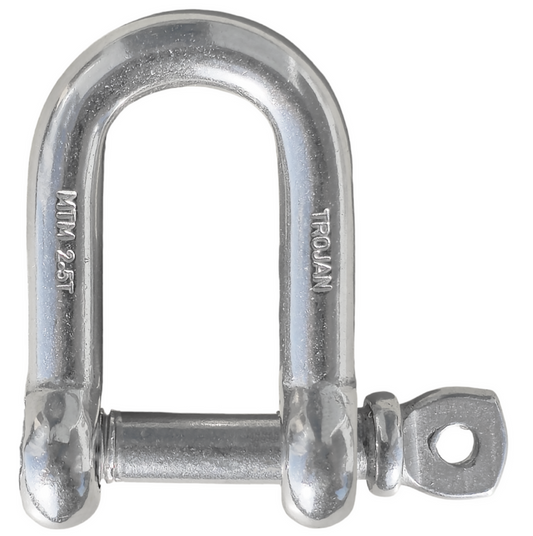 Trojan Stainless Steel D Shackle 10mm with Captive Pin 2.5 Tonne