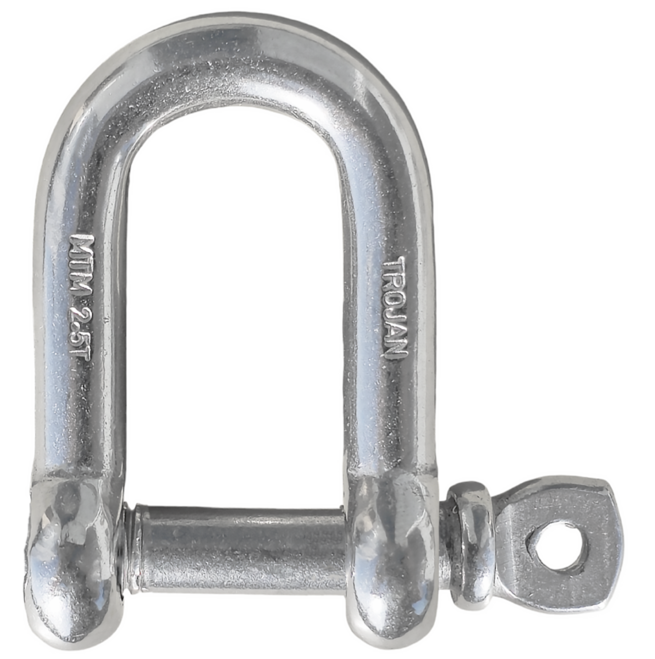 Trojan Stainless Steel D Shackle 10mm with Captive Pin 2.5 Tonne