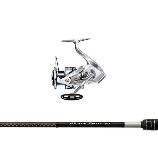 Shimano 23 Stradic C3000FM + Moonshot 7'3" 2 Piece PE0.8-2 8-36GM Spin Rod Combo