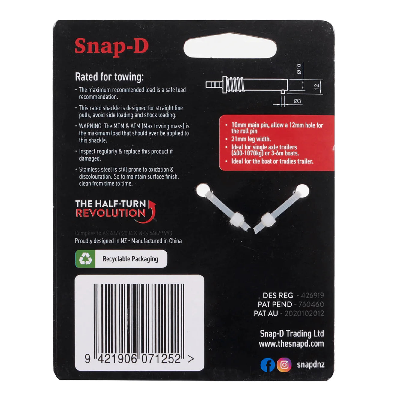 Snap-D D Shackle 10mm