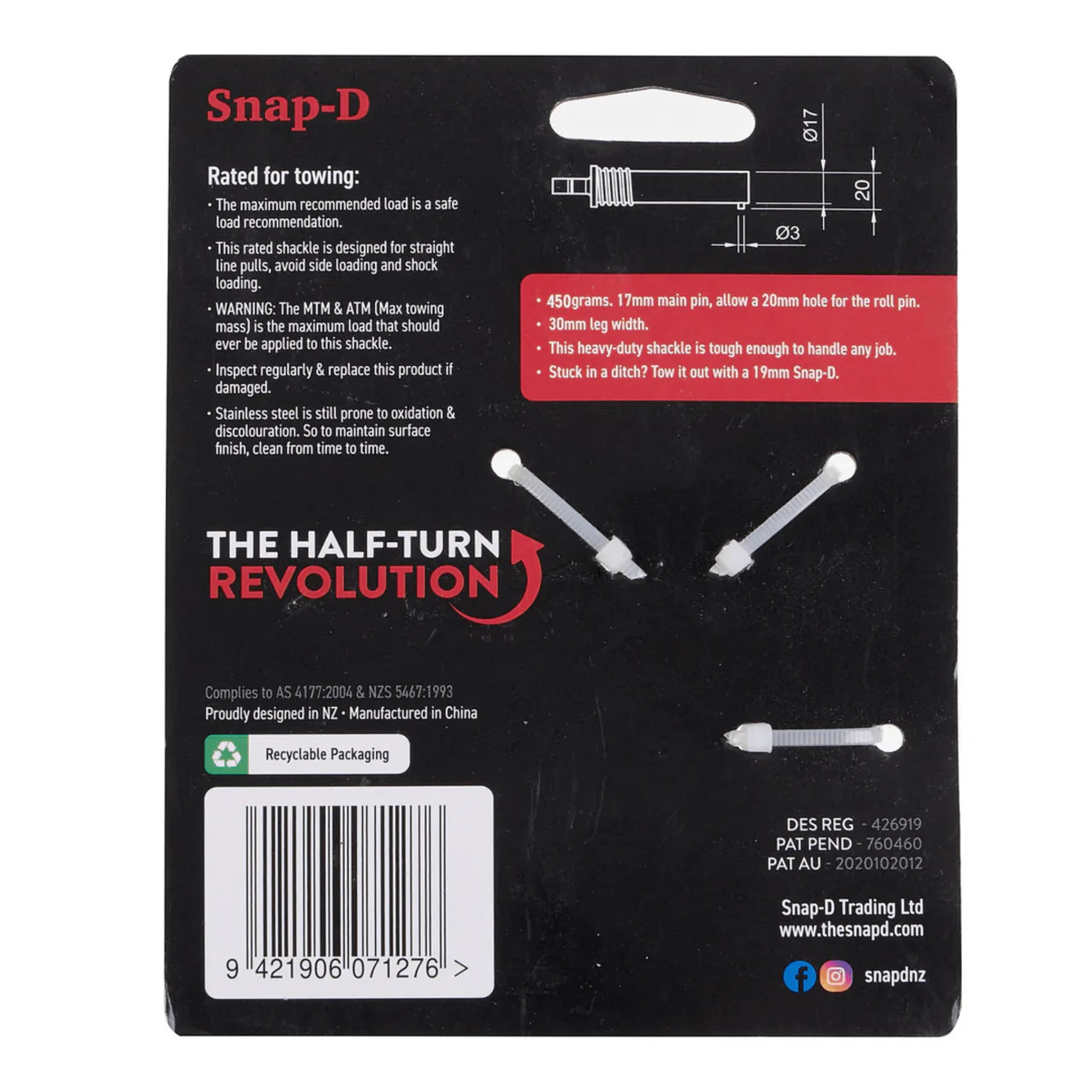 Snap-D D Shackle 17mm