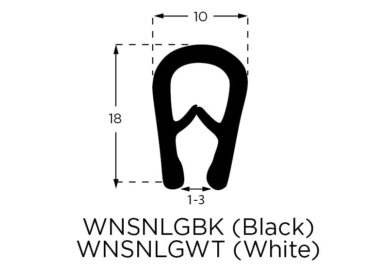 1-3mm Grip Edge Trim Large 100mm - Black and White