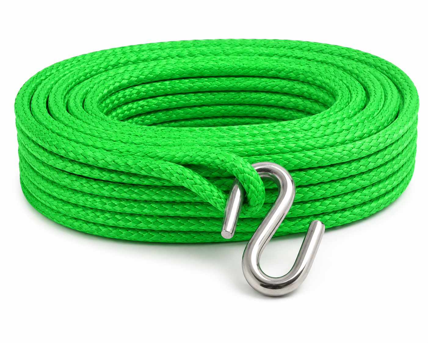 Dyneema Winch Rope with Eye Splice & Stainless Steel S Hook - Various Lengths in Diameter of 8mm and 10mm