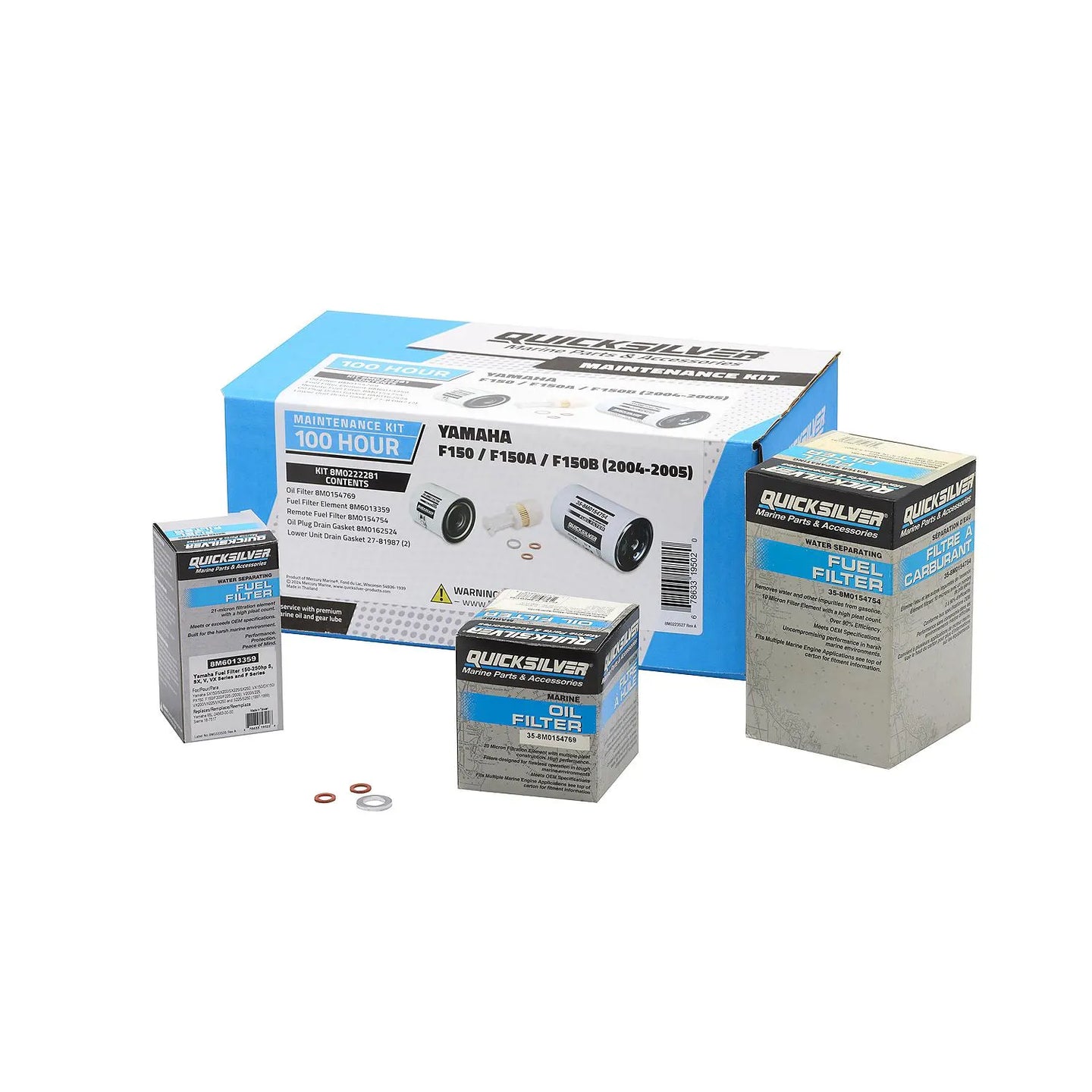 100 Hour Maintenance Kit for Yamaha F150/F150A/F150B Outboards - Quicksilver 8M0222281