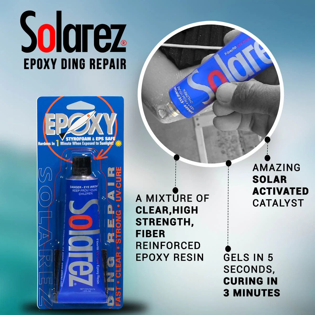 Solarez Epoxy UV Cure Surfboard Ding Repair Resin - EPS Safe
