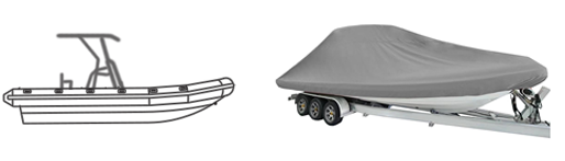 Ocean South Full Storage Cover for Ribs fitted with T-Top